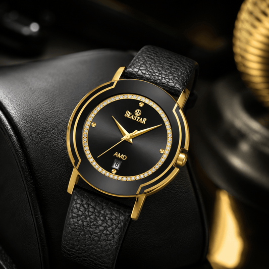 Seastar 2483M Leather Strap Elegant Analog Design Watch for Men - Seastar Watches-Leather-Seastar Men