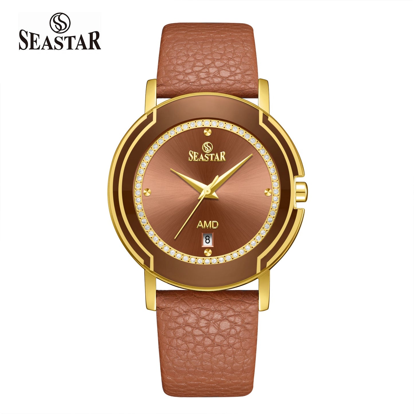 Seastar 2483M Leather Strap Elegant Analog Design Watch for Men - Seastar Watches-Leather-Seastar Men