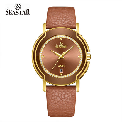 Seastar 2483M Leather Strap Elegant Analog Design Watch for Men - Seastar Watches-Leather-Seastar Men
