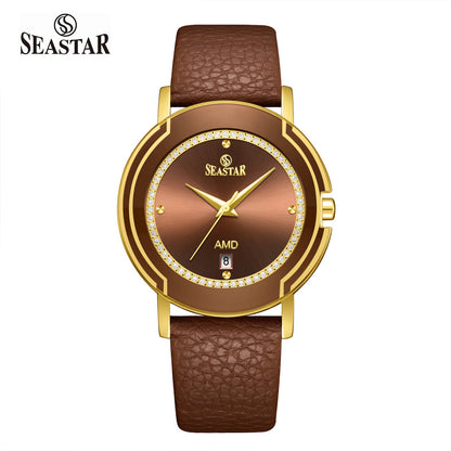 Seastar 2483M Leather Strap Elegant Analog Design Watch for Men - Seastar Watches-Seastar Watches-Seastar Men