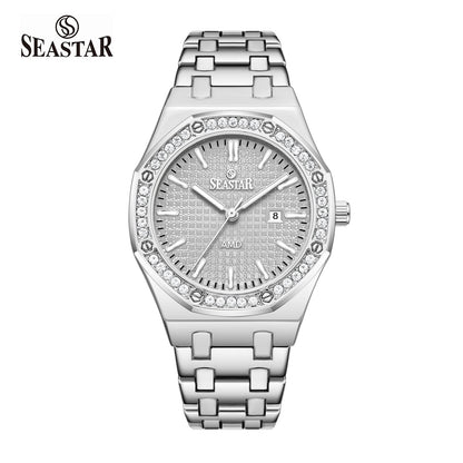 Seastar 9898 Stone Dial Stainless Steel Women's Watch - Seastar Watches-Stainless Steel-Seastar Women