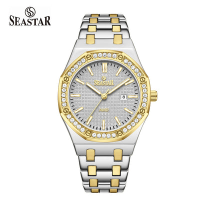 Seastar 9898 Stone Dial Stainless Steel Women's Watch - Seastar Watches-Stainless Steel-Seastar Women