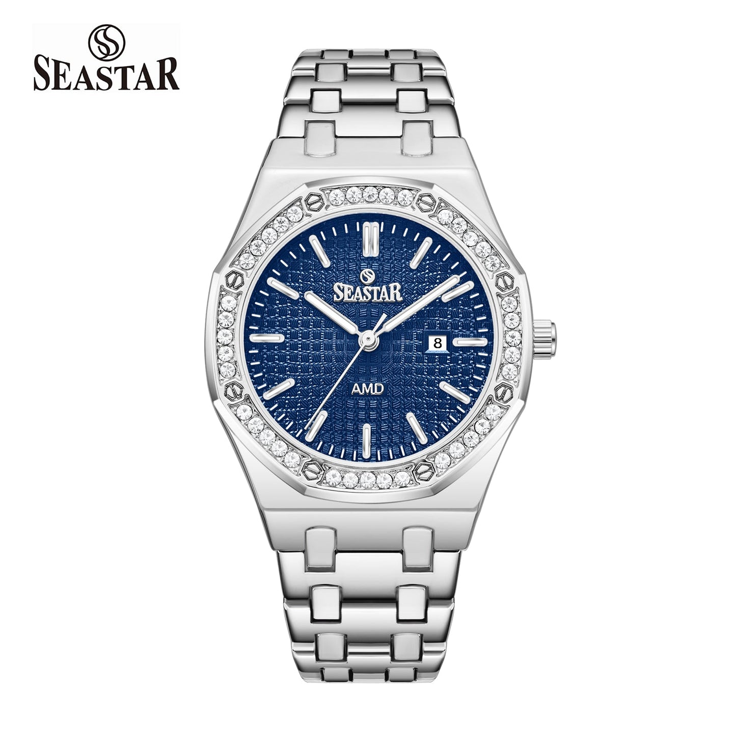 Seastar 9898 Stone Dial Stainless Steel Women's Watch - Seastar Watches-Stainless Steel-Seastar Women