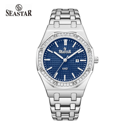 Seastar 9898 Stone Dial Stainless Steel Women's Watch - Seastar Watches-Stainless Steel-Seastar Women