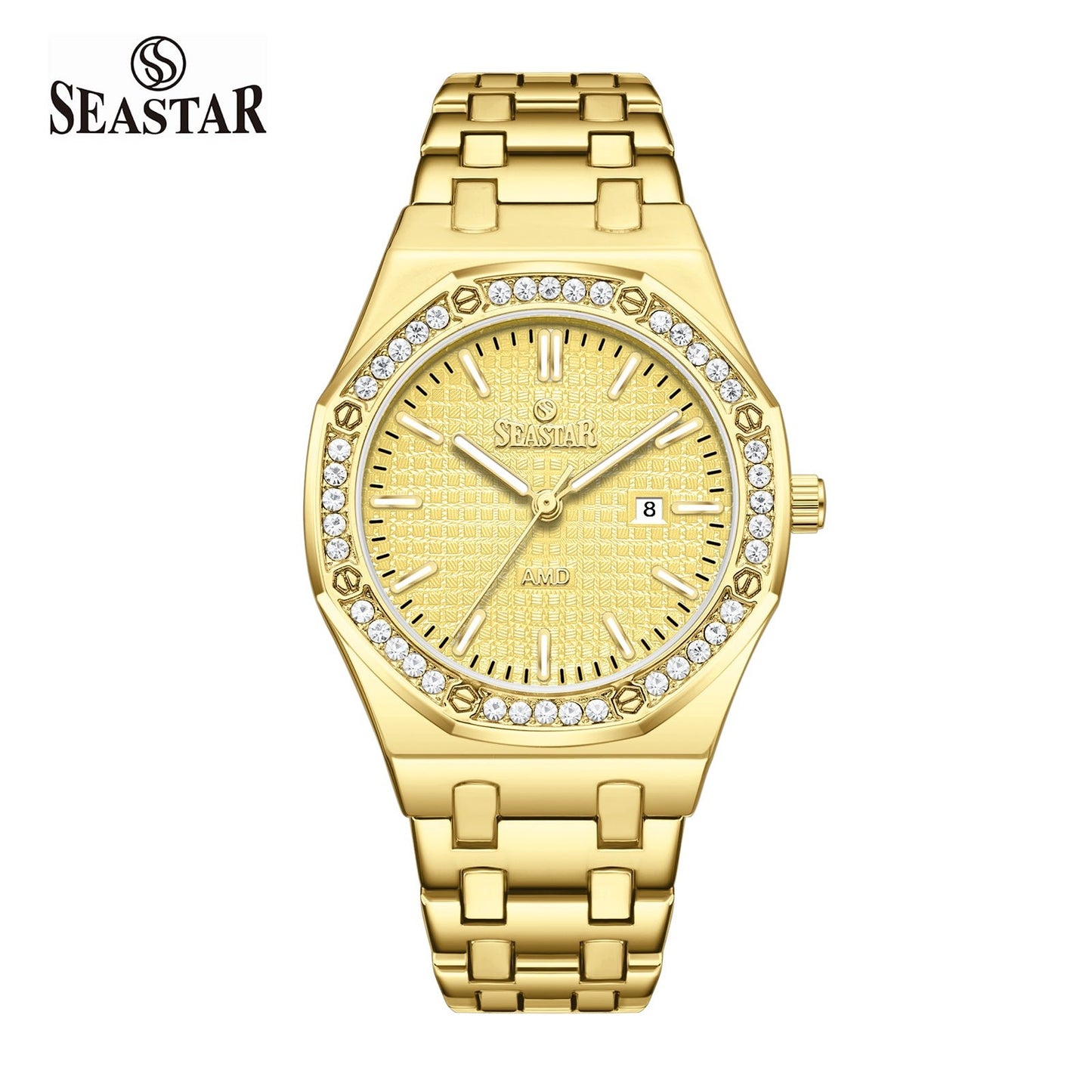 Seastar 9898 Stone Dial Stainless Steel Women's Watch - Seastar Watches-Stainless Steel-Seastar Women