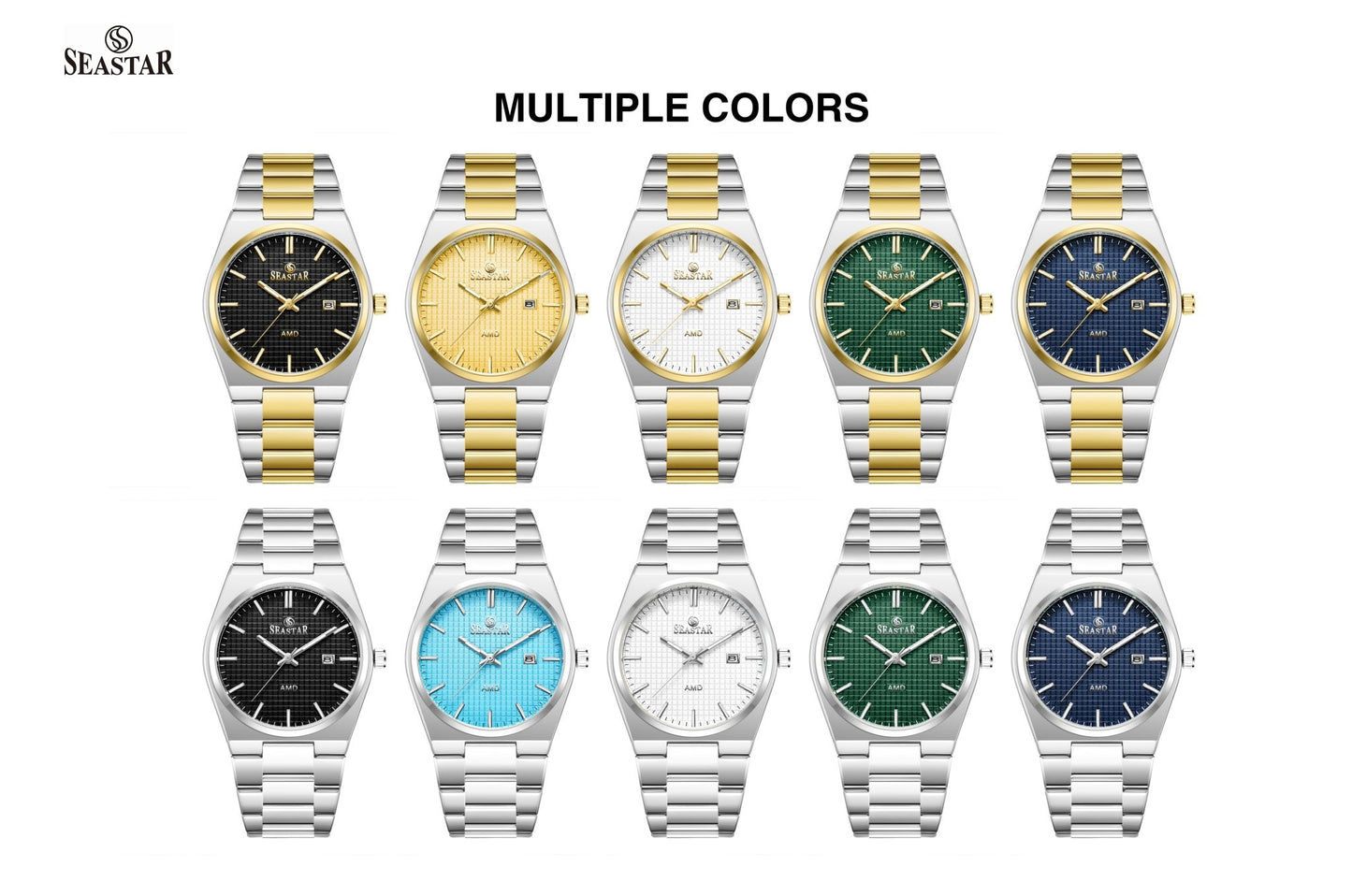 Seastar Checkered Dial Stainless Steel Men's Watch 1500 - Seastar Watches-Stainless Steel-Seastar Men