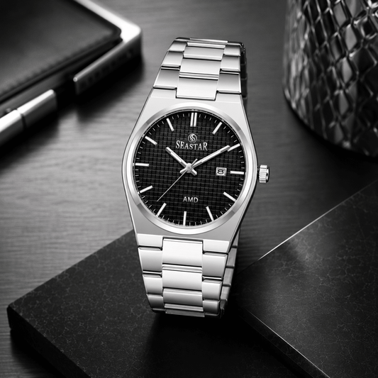 Seastar Checkered Dial Stainless Steel Men's Watch 1500 - Seastar Watches-Stainless Steel-Seastar Men