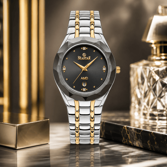 Seastar SS-2404M Men’s Two Tone Crystal Stainless Steel Watch - Seastar Watches-Stainless Steel-Seastar Men