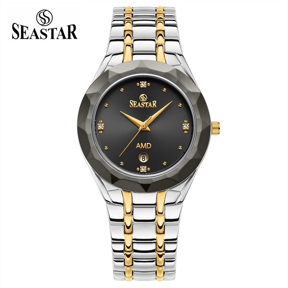 Seastar SS-2404M Men’s Two Tone Crystal Stainless Steel Watch - Seastar Watches-Stainless Steel-Seastar Men