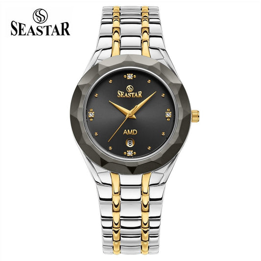 Seastar SS-2404M Men’s Two Tone Crystal Stainless Steel Watch - Seastar Watches-Stainless Steel-Seastar Men