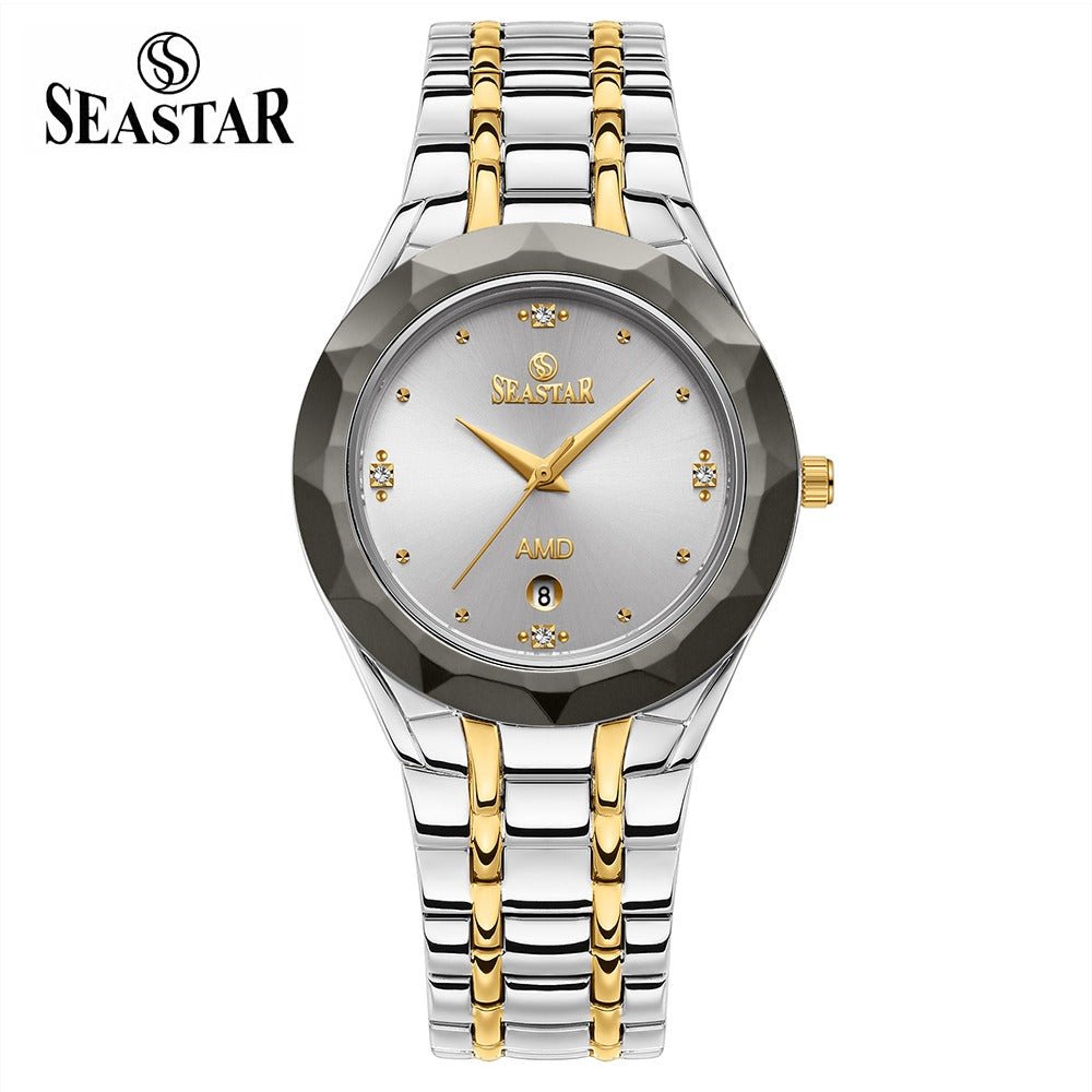 Seastar SS-2404M Men’s Two Tone Crystal Stainless Steel Watch - Seastar Watches-Stainless Steel-Seastar Men