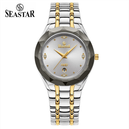 Seastar SS-2404M Men’s Two Tone Crystal Stainless Steel Watch - Seastar Watches-Stainless Steel-Seastar Men