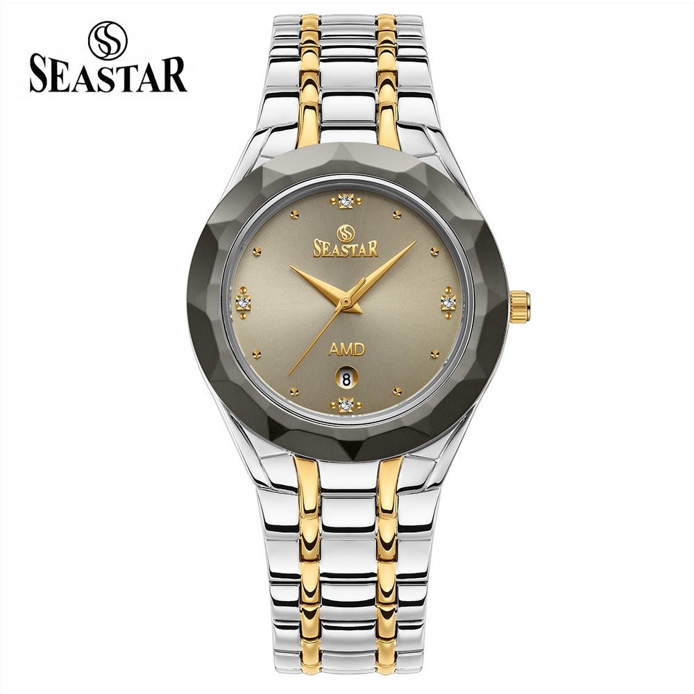 Seastar SS-2404M Men’s Two Tone Crystal Stainless Steel Watch - Seastar Watches-Stainless Steel-Seastar Men
