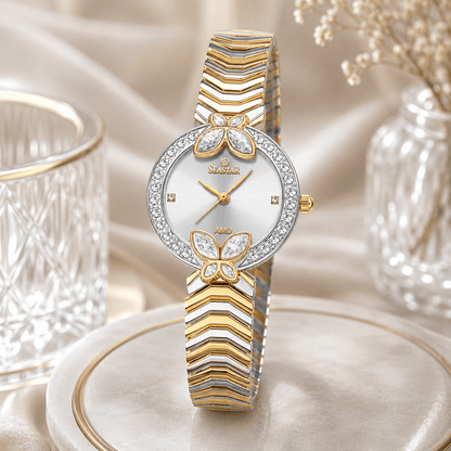 Seastar SS-2424L – Women's Luxury Gold Chain Crystal Dial Watch - Seastar Watches-Stainless Steel-Seastar Women