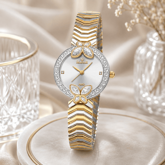 Seastar SS-2424L – Women's Luxury Gold Chain Crystal Dial Watch - Seastar Watches-Stainless Steel-Seastar Women