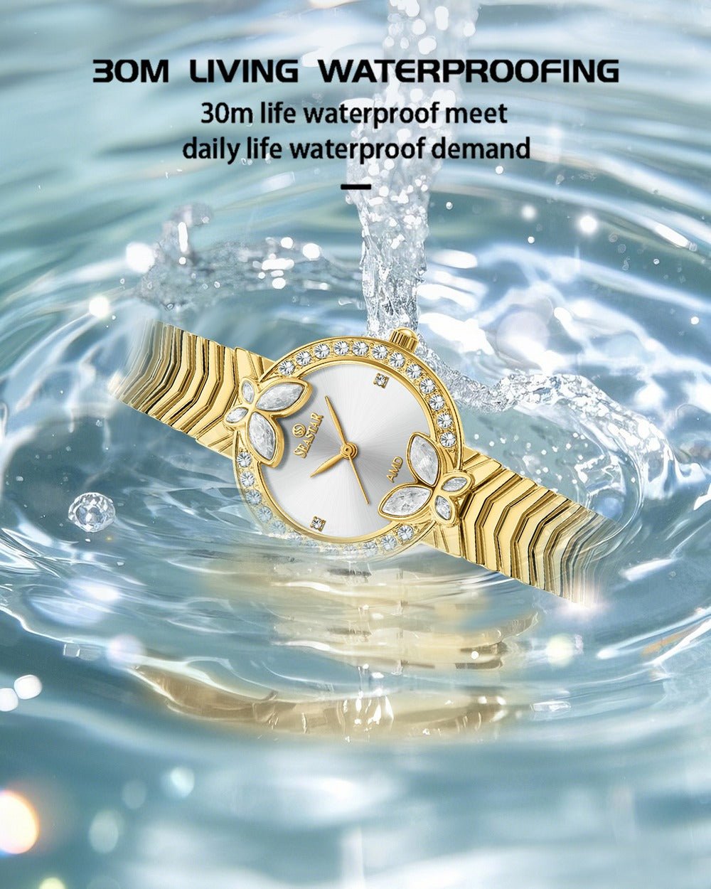 Seastar SS-2424L – Women's Luxury Gold Chain Crystal Dial Watch - Seastar Watches-Stainless Steel-Seastar Women