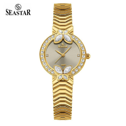 Seastar SS-2424L – Women's Luxury Gold Chain Crystal Dial Watch - Seastar Watches-Stainless Steel-Seastar Women