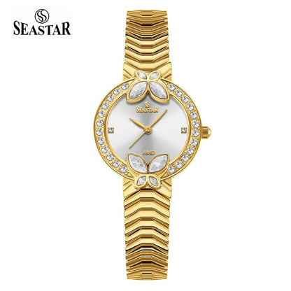 Seastar SS-2424L – Women's Luxury Gold Chain Crystal Dial Watch - Seastar Watches-Stainless Steel-Seastar Women