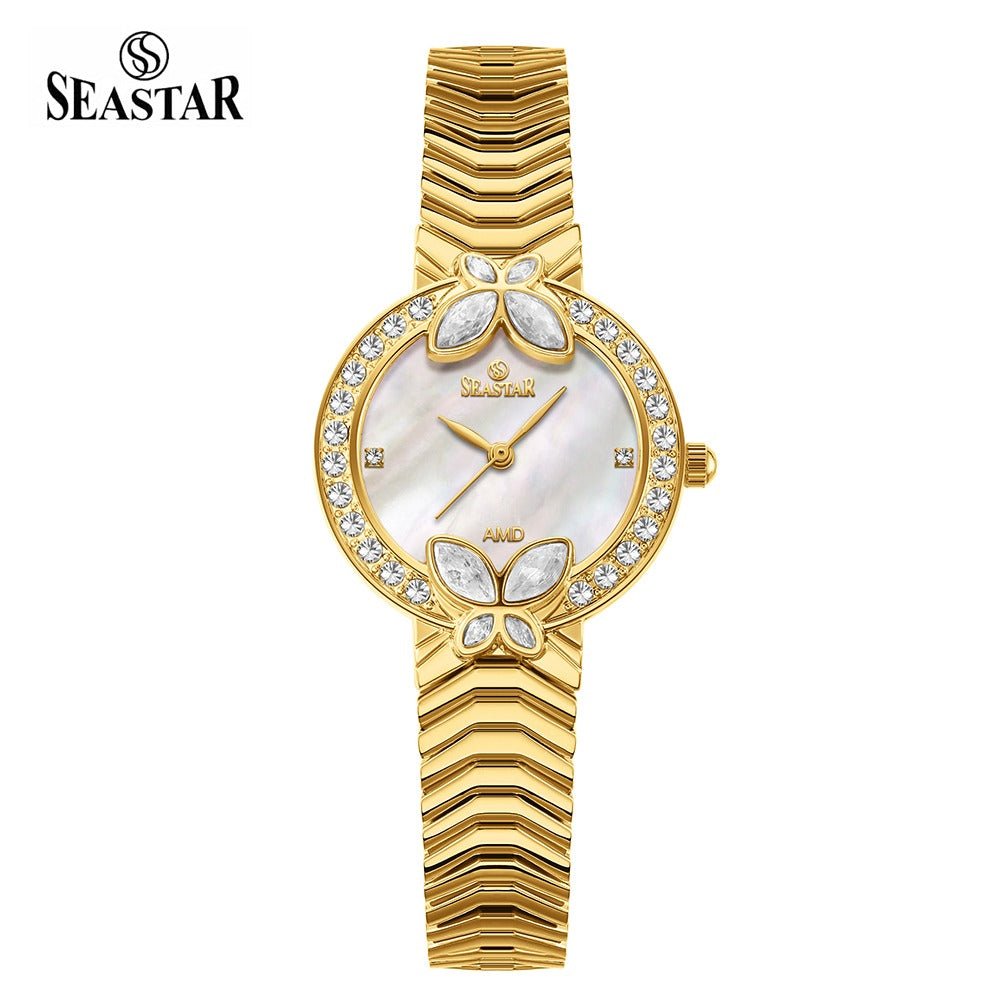 Seastar SS-2424L – Women's Luxury Gold Chain Crystal Dial Watch - Seastar Watches-Stainless Steel-Seastar Women