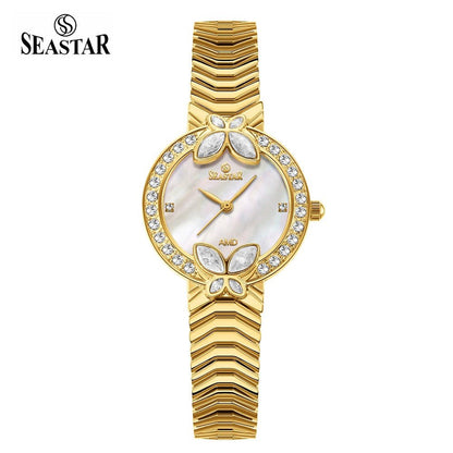 Seastar SS-2424L – Women's Luxury Gold Chain Crystal Dial Watch - Seastar Watches-Stainless Steel-Seastar Women