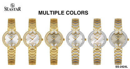 Seastar SS-2424L – Women's Luxury Gold Chain Crystal Dial Watch - Seastar Watches-Stainless Steel-Seastar Women
