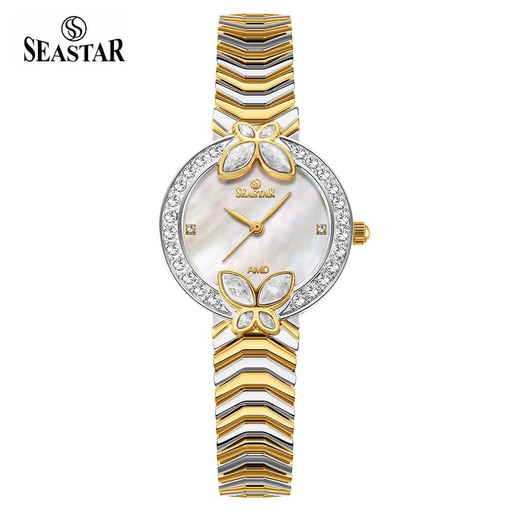 Seastar SS-2424L – Women's Luxury Gold Chain Crystal Dial Watch - Seastar Watches-Stainless Steel-Seastar Women