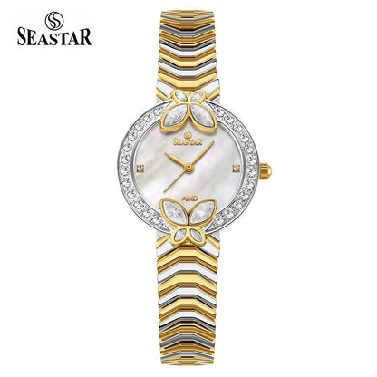 Seastar SS-2424L – Women's Luxury Gold Chain Crystal Dial Watch - Seastar Watches-Stainless Steel-Seastar Women