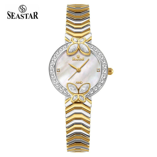 Seastar SS-2424L – Women's Luxury Gold Chain Crystal Dial Watch - Seastar Watches-Stainless Steel-Seastar Women