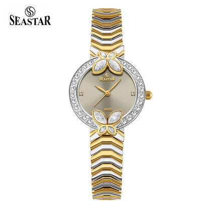 Seastar SS-2424L – Women's Luxury Gold Chain Crystal Dial Watch - Seastar Watches-Stainless Steel-Seastar Women