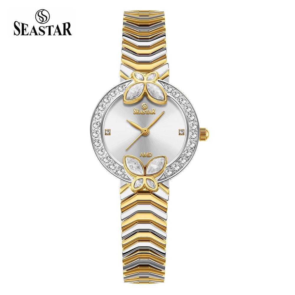 Seastar SS-2424L – Women's Luxury Gold Chain Crystal Dial Watch - Seastar Watches-Stainless Steel-Seastar Women