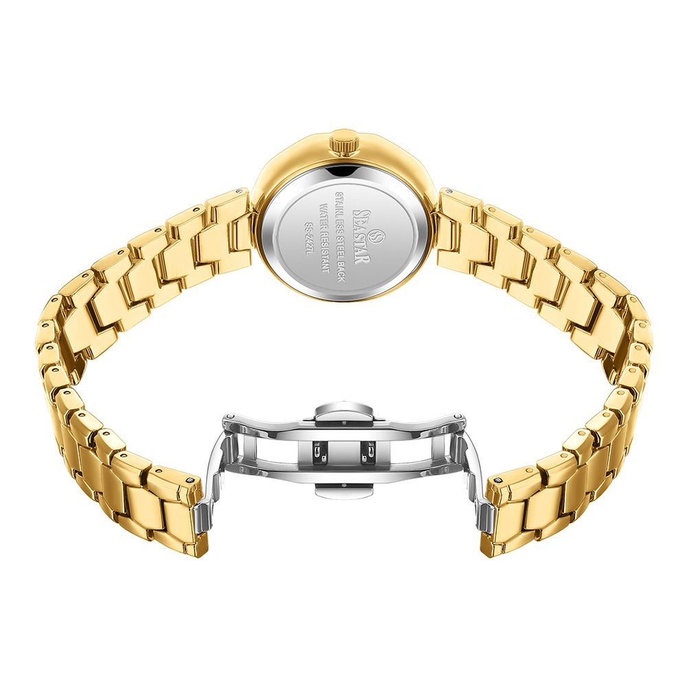 Seastar SS-2427L – Elegant Women's Bracelet Watch with Crystal Accents - Seastar Watches-Stainless Steel-Seastar Women
