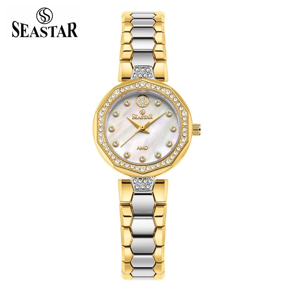 Seastar SS-2427L – Elegant Women's Bracelet Watch with Crystal Accents - Seastar Watches-Stainless Steel-Seastar Women