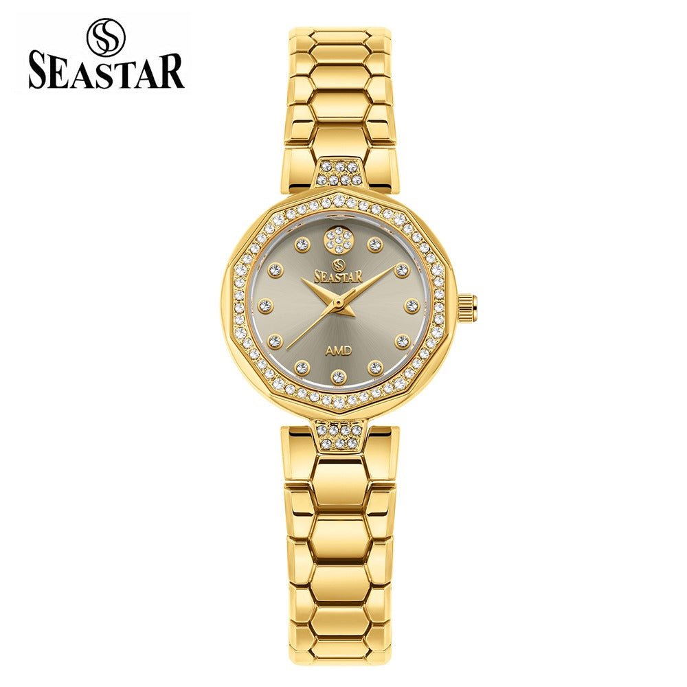 Seastar SS-2427L – Elegant Women's Bracelet Watch with Crystal Accents - Seastar Watches-Stainless Steel-Seastar Women