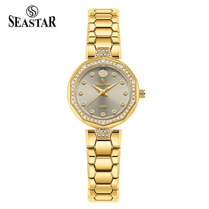 Seastar SS-2427L – Elegant Women's Bracelet Watch with Crystal Accents - Seastar Watches-Stainless Steel-Seastar Women