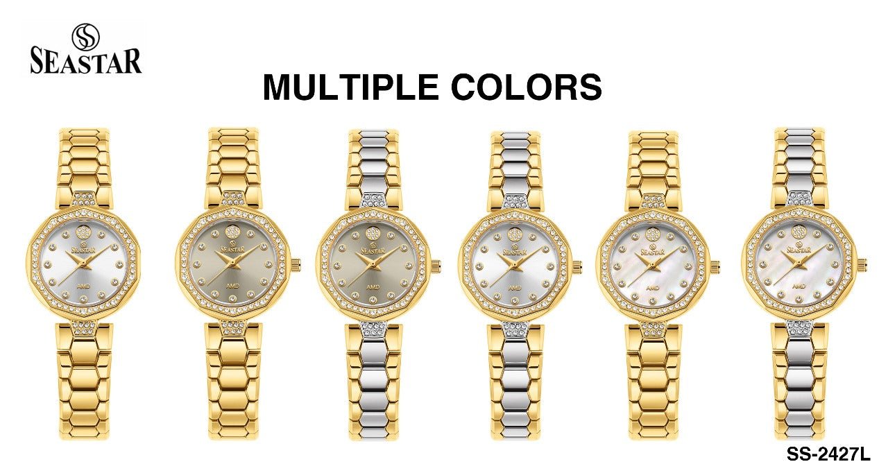 Seastar SS-2427L – Elegant Women's Bracelet Watch with Crystal Accents - Seastar Watches-Stainless Steel-Seastar Women
