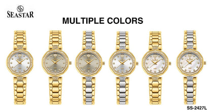 Seastar SS-2427L – Elegant Women's Bracelet Watch with Crystal Accents - Seastar Watches-Stainless Steel-Seastar Women
