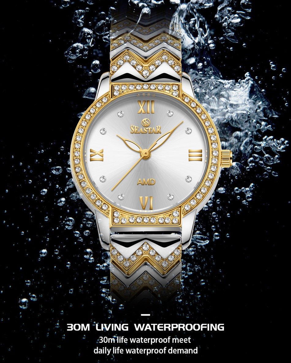 Seastar SS-2428L Zigzag Crystal Women’s Fancy Watch - Seastar Watches-Stainless Steel-Seastar Women