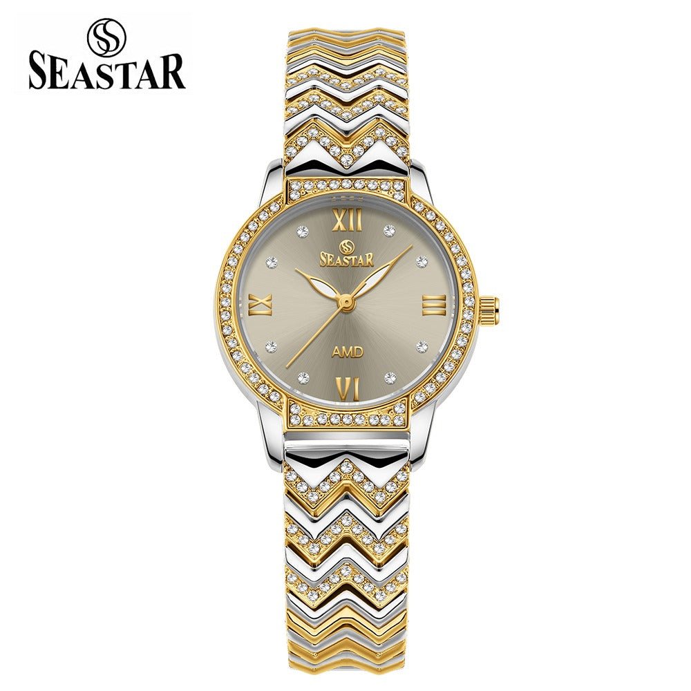 Seastar SS-2428L Zigzag Crystal Women’s Fancy Watch - Seastar Watches-Stainless Steel-Seastar Women