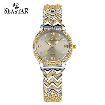 Seastar SS-2428L Zigzag Crystal Women’s Fancy Watch - Seastar Watches-Stainless Steel-Seastar Women