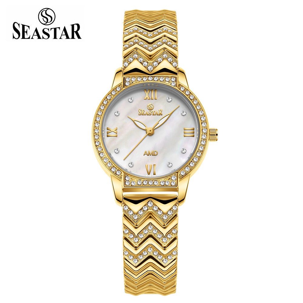 Seastar SS-2428L Zigzag Crystal Women’s Fancy Watch - Seastar Watches-Stainless Steel-Seastar Women