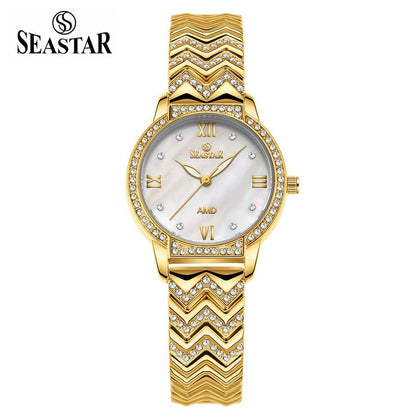 Seastar SS-2428L Zigzag Crystal Women’s Fancy Watch - Seastar Watches-Stainless Steel-Seastar Women