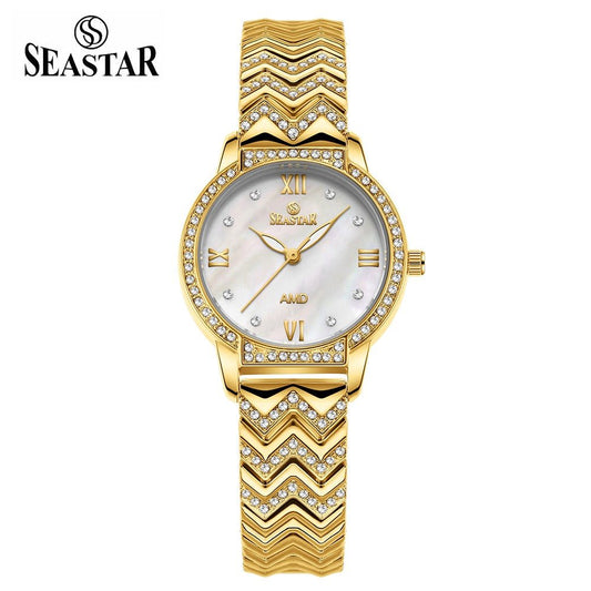 Seastar SS-2428L Zigzag Crystal Women’s Fancy Watch - Seastar Watches-Stainless Steel-Seastar Women
