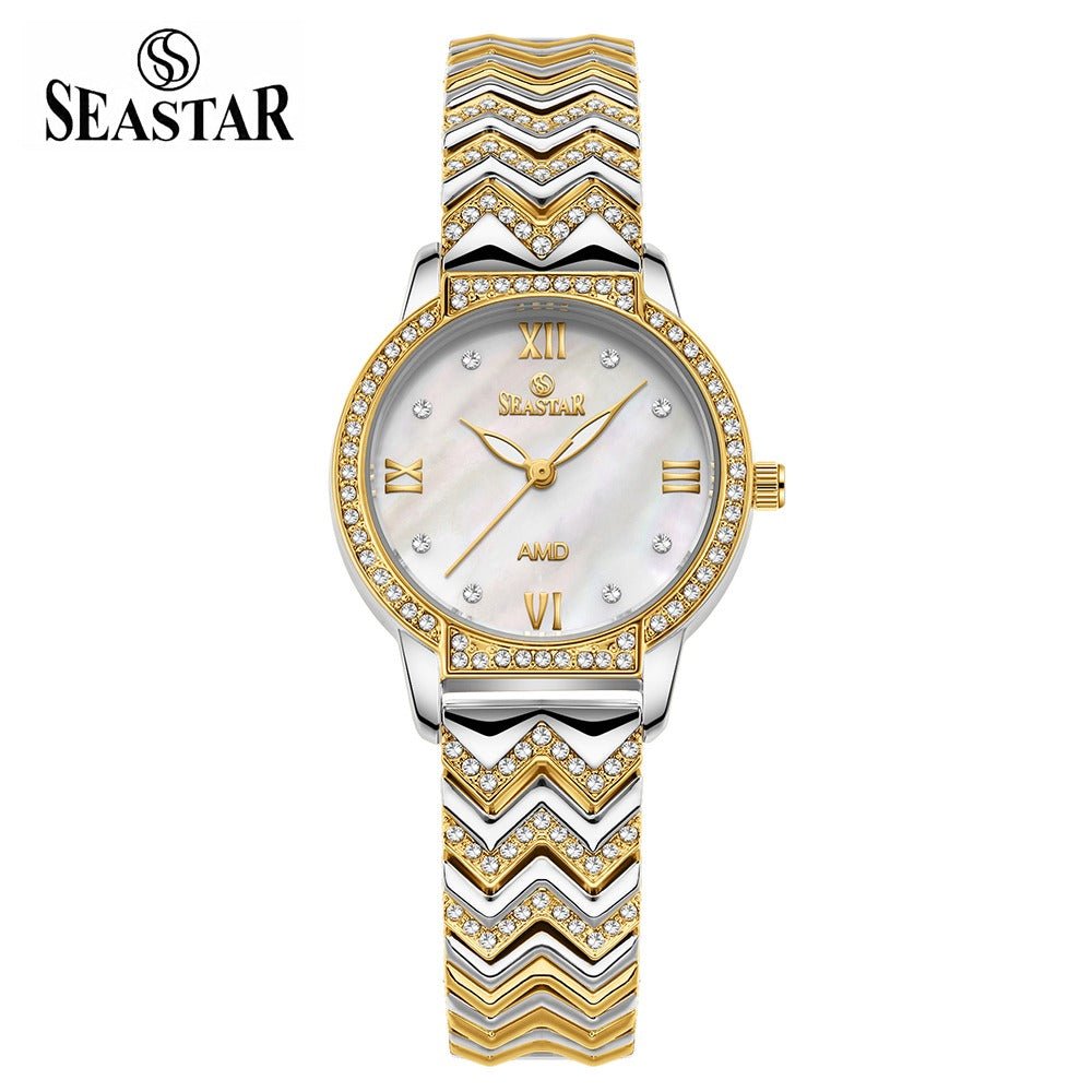 Seastar SS-2428L Zigzag Crystal Women’s Fancy Watch - Seastar Watches-Stainless Steel-Seastar Women