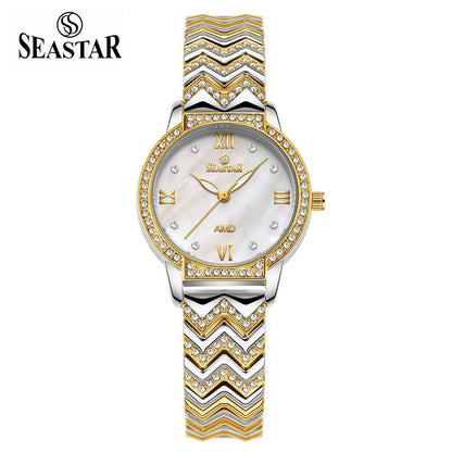 Seastar SS-2428L Zigzag Crystal Women’s Fancy Watch - Seastar Watches-Stainless Steel-Seastar Women