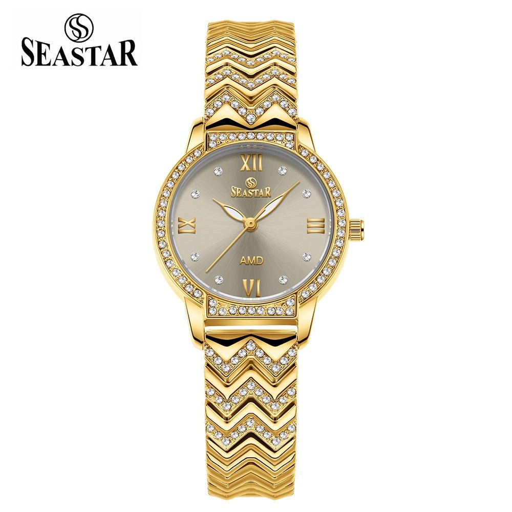 Seastar SS-2428L Zigzag Crystal Women’s Fancy Watch - Seastar Watches-Stainless Steel-Seastar Women