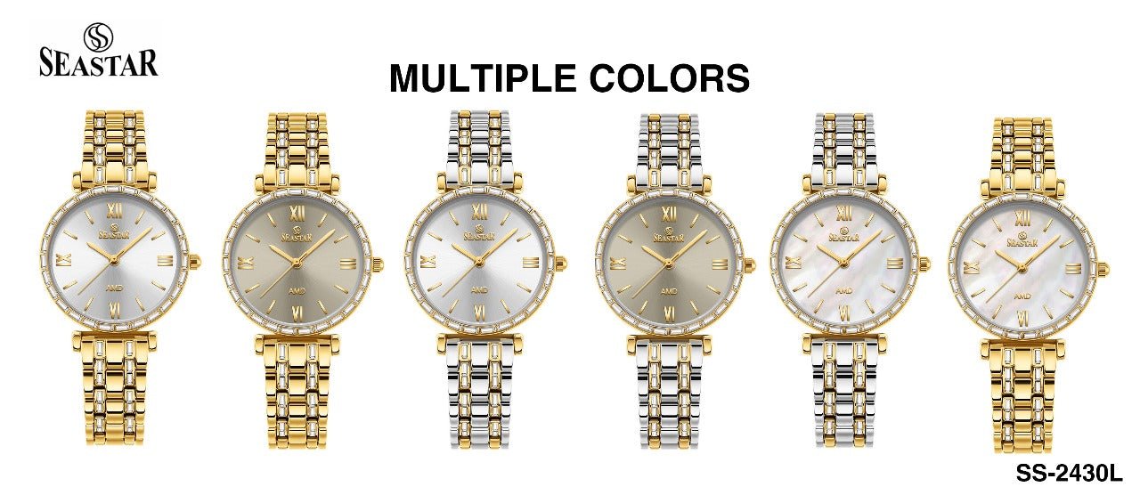 Seastar SS-2430L – Elegant Crystal Women’s Analog Watch - Seastar Watches-Stainless Steel-Seastar Women