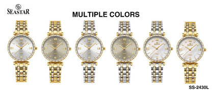 Seastar SS-2430L – Elegant Crystal Women’s Analog Watch - Seastar Watches-Stainless Steel-Seastar Women