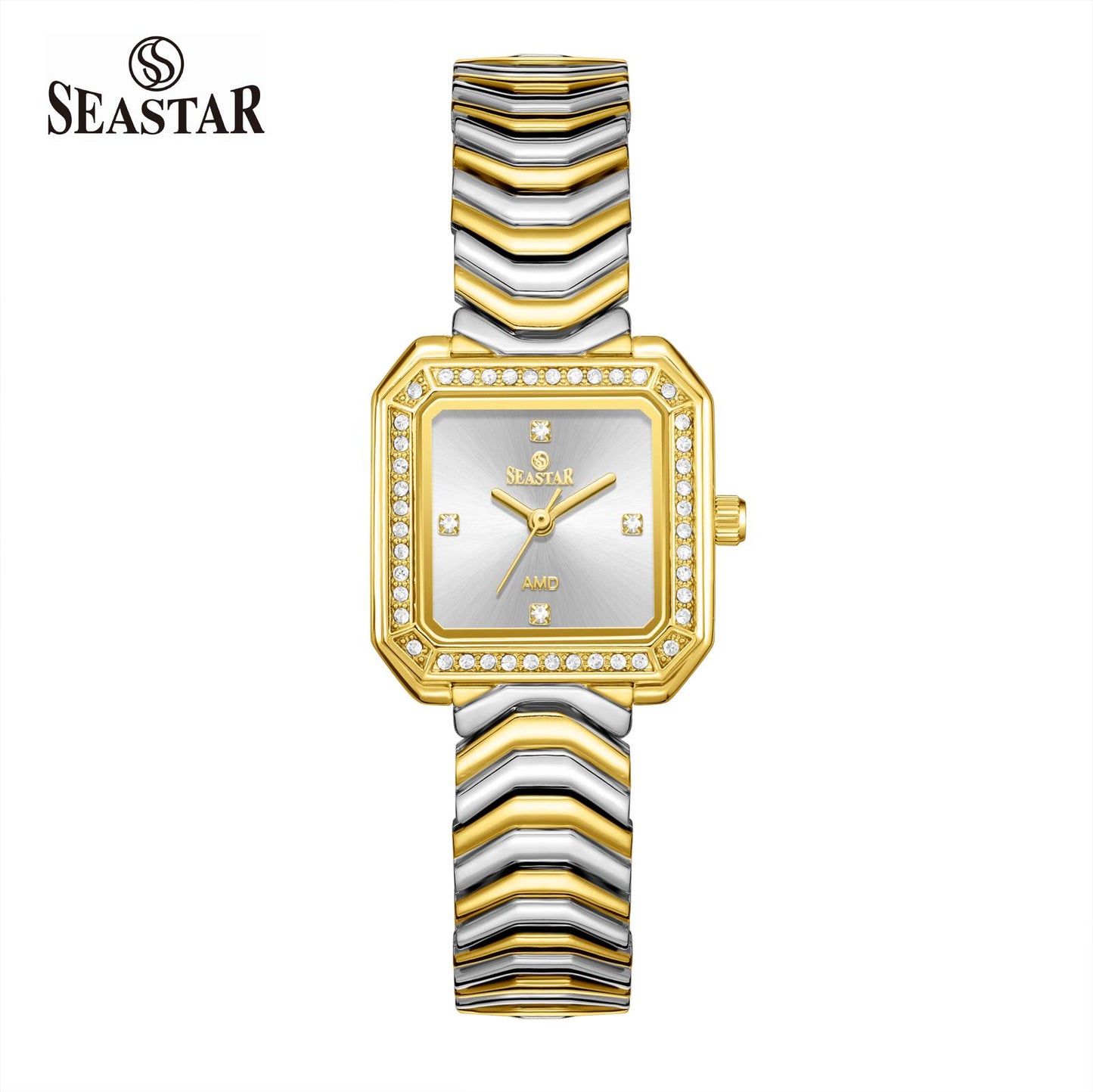 SEASTAR SS-2432L Women’s Luxury Crystal Bezel Watch - Seastar Watches-Stainless Steel-Seastar Women