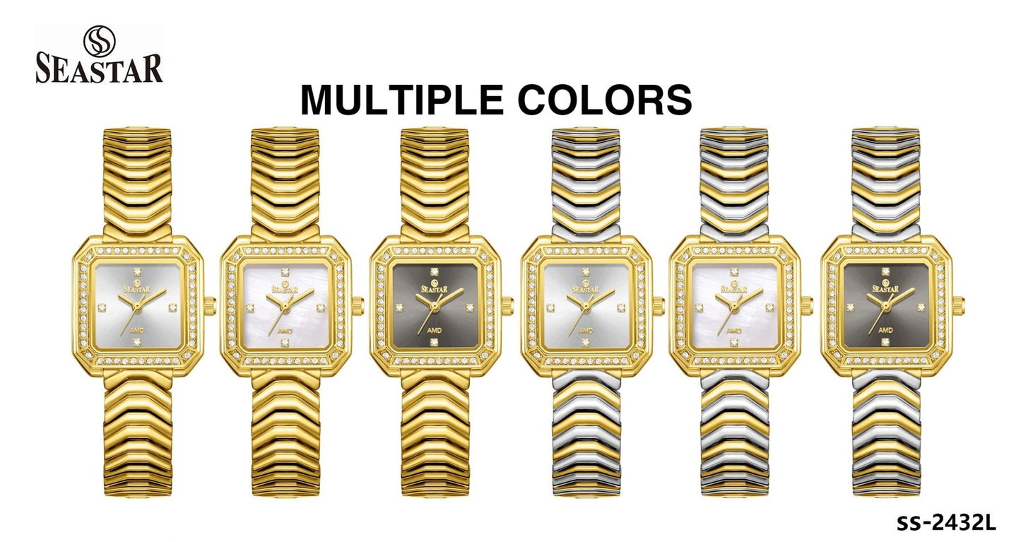 SEASTAR SS-2432L Women’s Luxury Crystal Bezel Watch - Seastar Watches-Stainless Steel-Seastar Women