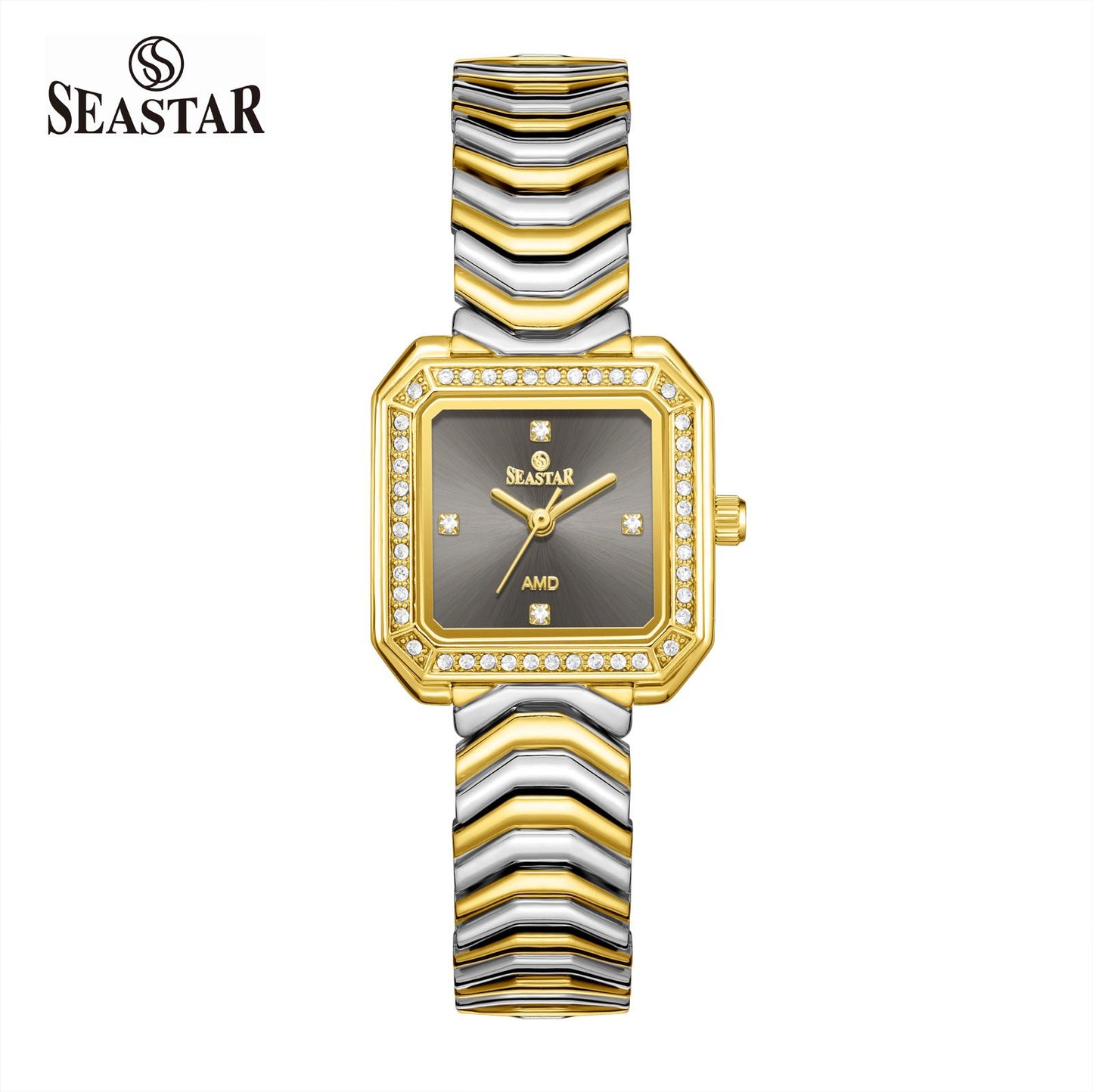 SEASTAR SS-2432L Women’s Luxury Crystal Bezel Watch - Seastar Watches-Stainless Steel-Seastar Women